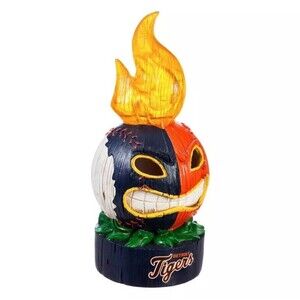 Detroit Tigers LED Lit Team Ball Statue light-up flame Tiki Totem Sports Open Bo